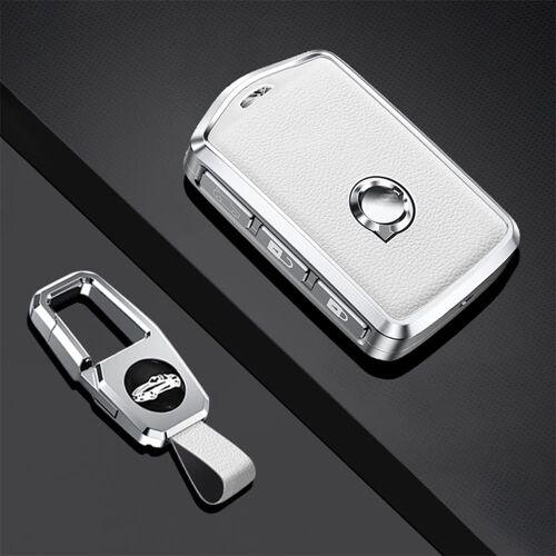 Compatible Avec La Coque De Clé De Voiture Intelligente Volvo (Blanche) Coque De Protection Avec Porte-Clés Pour Volvo Xc60 Xc70 Xc90 C30 S60 S80 S90 V60 V70 V90