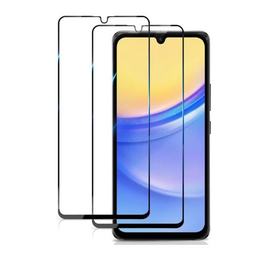 HQSELECTION® Lot de 2 Verres Trempés Pour Samsung Galaxy A15 5G/4G .Film de Protection d'écran Couverture Complète Noir - Anti Rayures - Ultra Résistant Dureté 9H