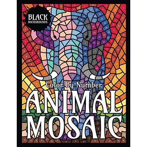 Animal Mosaic Color By Number (Black Backgrounds)