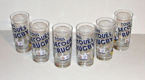 Orangina Lot De 6 Verres Tous Secoués De Rugby À Xv 13,5cm