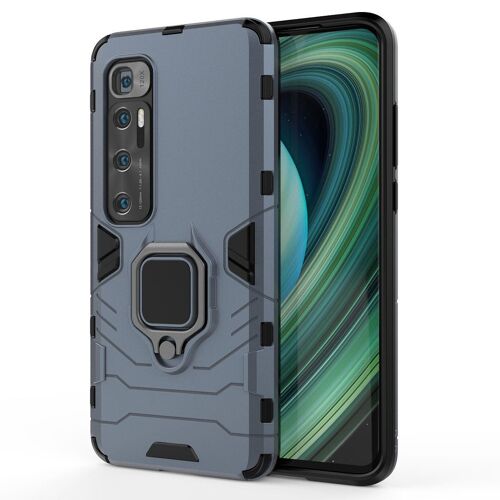 SATURCASE Coque pour Xiaomi Mi 10 Ultra, Bague Béquille Hybride 2 en 1 [PC & Silicone] Double Couche Pare-Chocs Antichoc Protecteur Housse Étui Coque pour Xiaomi Mi 10 Ultra (Bleu Marine)