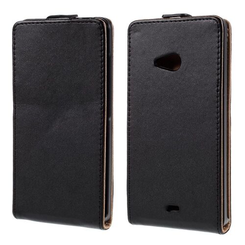 Etui Slim Luxy cuir noir pour Lumia 540 rabat vertical magnétique