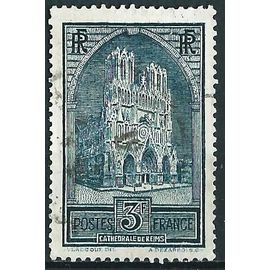 France 1929 / 31, Très Bel Exemplaire Yv. 259, Cathédrale De Reims, 3f. Bleu Noir, Oblitéré, Tbe