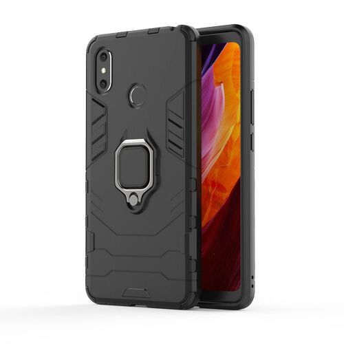 SATURCASE Coque pour Xiaomi Mi Max 3, Bague Béquille Hybride 2 en 1 [PC & Silicone] Double Couche Pare-Chocs Antichoc Protecteur Housse Étui Coque pour Xiaomi Mi Max 3 (Noir)