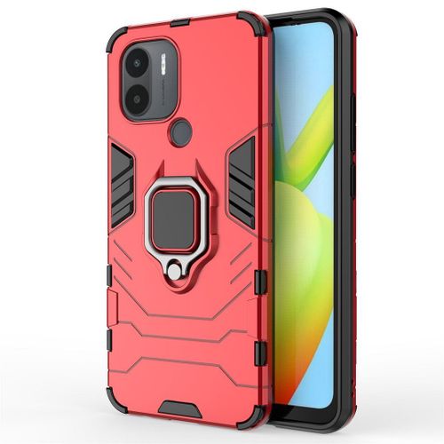 Saturcase Coque Pour Xiaomi Redmi A1 Plus / A2 Plus, Bague Béquille Hybride 2 En 1 [Pc & Silicone] Double Couche Pare-Chocs Antichoc Protecteur Housse Étui Coque Pour Xiaomi Redmi A1 Plus / A2 Plus (Rouge)