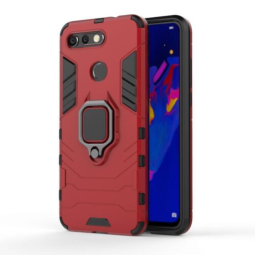 SATURCASE Coque pour Huawei Honor View 20, Bague Béquille Hybride 2 en 1 [PC & Silicone] Double Couche Pare-Chocs Antichoc Protecteur Housse Étui Coque pour Huawei Honor View 20 (Rouge)