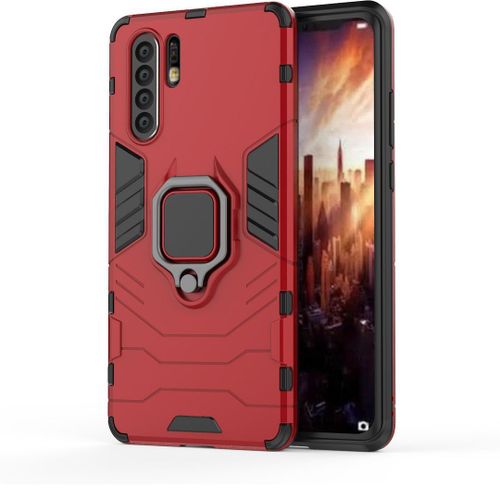 Saturcase Coque Pour Huawei P30 Pro, Bague Béquille Hybride 2 En 1 [Pc & Silicone] Double Couche Pare-Chocs Antichoc Protecteur Housse Étui Coque Pour Huawei P30 Pro (Rouge)