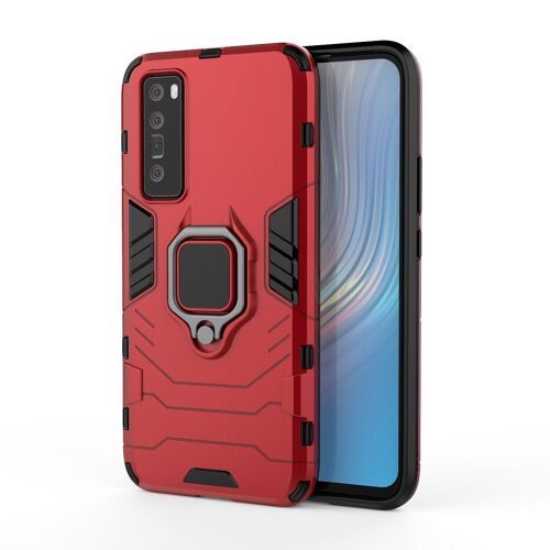 SATURCASE Coque pour Huawei Nova 7, Bague Béquille Hybride 2 en 1 [PC & Silicone] Double Couche Pare-Chocs Antichoc Protecteur Housse Étui Coque pour Huawei Nova 7 (Rouge)