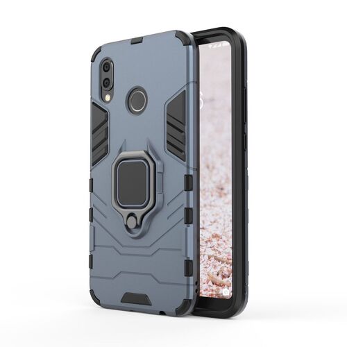 SATURCASE Coque pour Huawei P20 Lite, Bague Béquille Hybride 2 en 1 [PC & Silicone] Double Couche Pare-Chocs Antichoc Protecteur Housse Étui Coque pour Huawei P20 Lite (Bleu Marine)