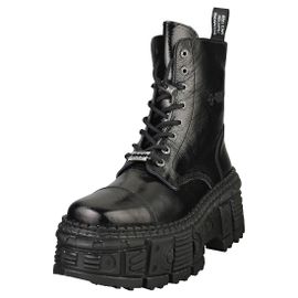 New Rock Black Tank Zip Mixte Adulte Bottes Plate-forme Noir