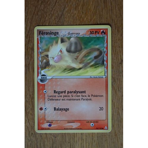 Carte Pokemon Férosinge 50 Pv Espèces Delta 70/110. Ex Fantômes