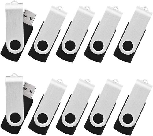 Lot de 10 clés USB clé USB 8 Go clé USB 2.0 clé USB pivotante clés USB clé USB noir