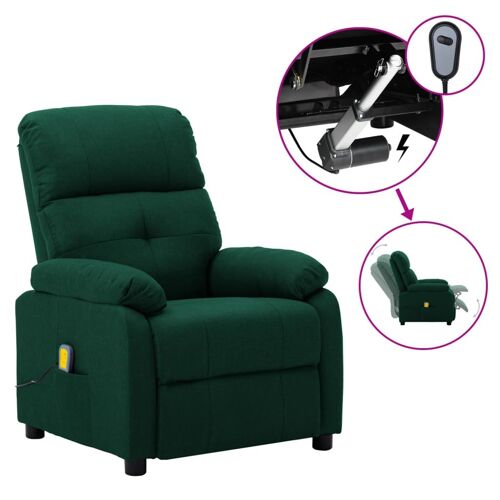 vidaXL Fauteuil électrique de massage Vert foncé Tissu