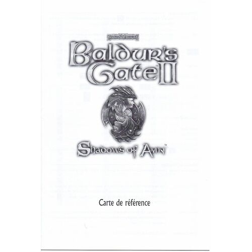 Carte De Référence Baldur's Gate Ii: Shadows Of Amn