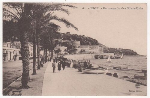 Carte Postale Nice Promenade Des Etats Unis Edition Giletta Allée Palmier Animée Rivage Barque