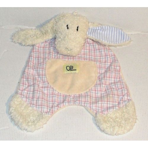 doudou mouton rayé rose bleu en tissus olli olbot trudi