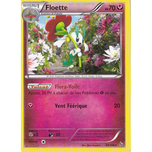 Carte Pokémon 64/106 Floette 70 Pv - Rare Xy Étincelles Neuf Fr