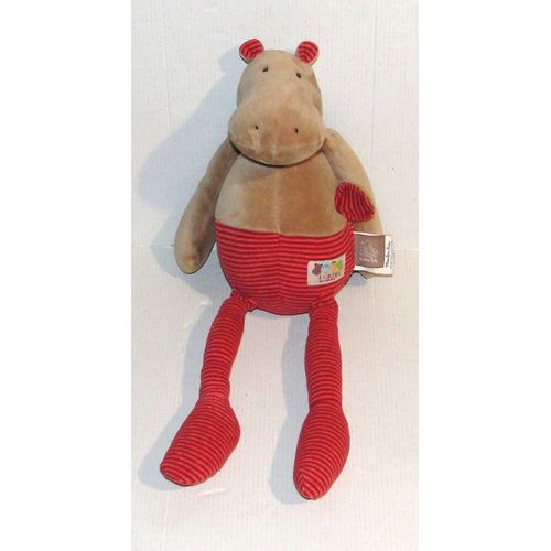 doudou hippopotame musical moulin roty - peluche les loupiots du moulin