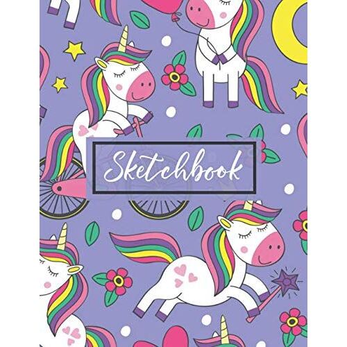 Sketchbook: Unicorn Sketchbook For Girls Cute Unicorn Kawaii Sketchbook / Notebook For Drawing Blank Journal Notepad To Draw, Doodle, Valentine's Day Unicorn Design Cute Gifts For Girls Boys & Women M