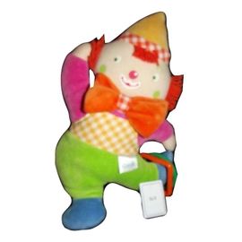 Doudou Corolle Clown Hochet Vert Rose Bonnet Jaune