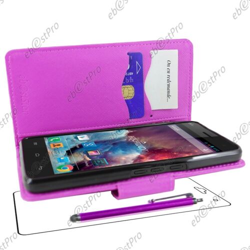 ebestStar ® Housse Coque Etui Portefeuille Folio book livre Simili Cuir pour Wiko Highway 4G, Couleur Violet + Stylet + Film protection d'écran
