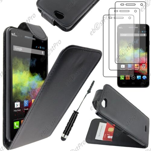 Ebeststar ® Housse Coque Etui Simili Cuir À Rabat Vertical Pour Wiko Rainbow, Rainbow 4g, Couleur Noir + Mini Stylet 3 Film
