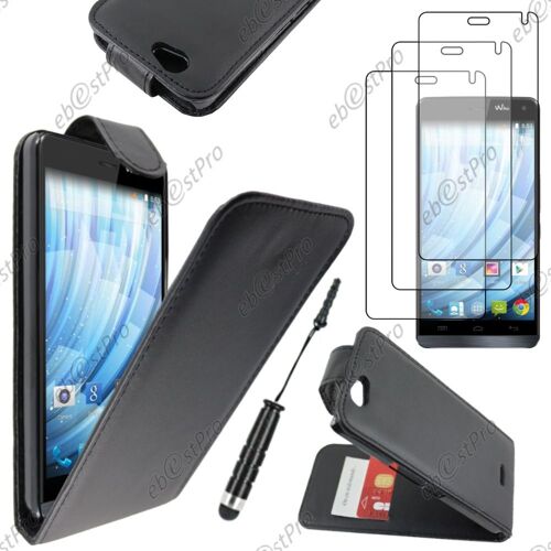 ebestStar ® Housse Coque Etui Simili Cuir à Rabat vertical pour Wiko Getaway, Couleur Noir + Mini Stylet 3 Film