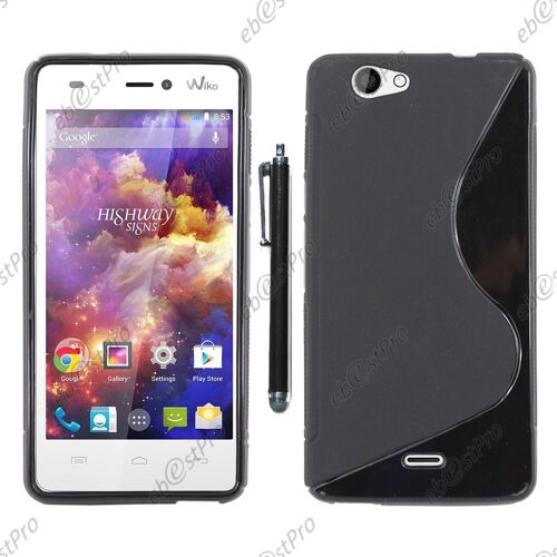 ebestStar ® Housse Etui Coque Silicone Gel Motif S-line Protection Souple pour Wiko Highway SIGNS, Couleur Noir + Stylet + Film protection d'écran