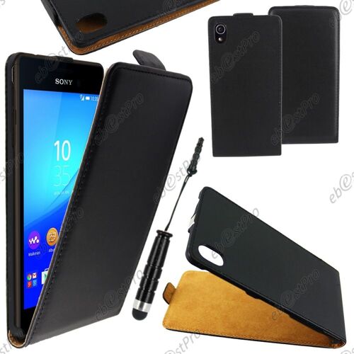 ebestStar ® Housse Coque Etui en PU cuir à rabat ultra fine (SLIM case) pour Sony Xperia M4 Aqua, M4 Aqua Dual, Couleur Noir + Mini Stylet + Film protection d'écran