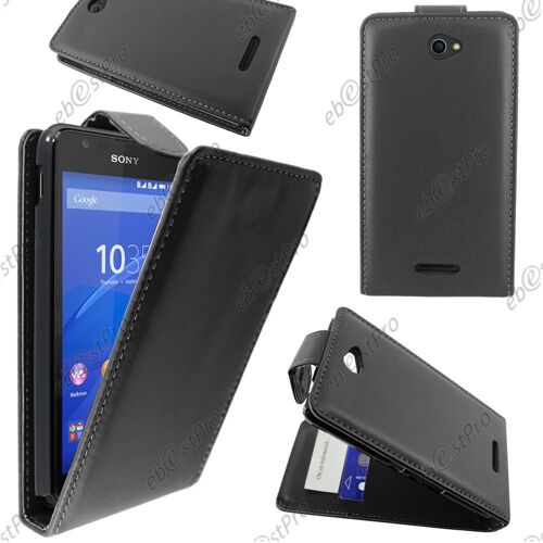 ebestStar ® Housse Coque Etui Simili Cuir à Rabat vertical pour Sony Xperia E4G, E4G Dual, Couleur Noir + Film protection d'écran