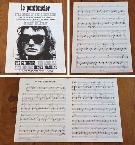 Johnny Hallyday Partition " Le Penitentier "The House Of The Rising Sun "