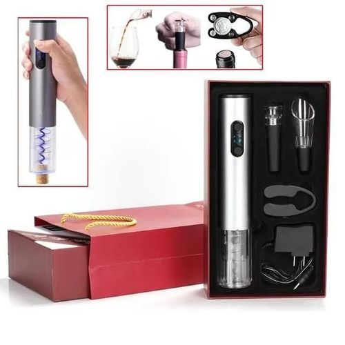 Tire Bouchon Electrique Vin Décapsuleur Rechargeable Ouvre Bouteille Automatique Vin Verseur Coffret-Cadeau pour Vin Champagne mul