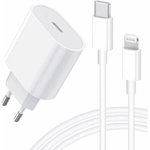 Chargeur Rapide USB C 20W, Certifié MFi Chargeur iPhone et Câble de Charge iPhone, Adaptateur PD 3.0 et Câble USB C vers Lightning 1M pour iPhone 14/14 Pro/14 Pro Max/14 Plus/13/12/11/XS/iPad