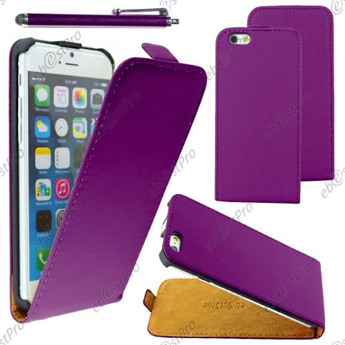 Ebeststar ® Housse Coque Etui En Pu Cuir À Rabat Ultra Fine (Slim Case) Pour Apple Iphone 6 Plus Écran 5,5", Couleur Violet + Stylet + Film Protection D'écran