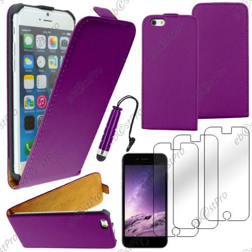 Ebeststar ® Housse Coque Etui En Pu Cuir À Rabat Ultra Fine (Slim Case) Pour Apple Iphone 6 Plus Écran 5,5", Couleur Violet + Mini Stylet 3 Film