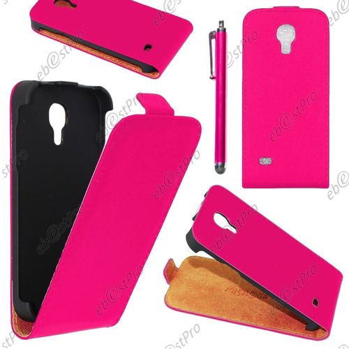 Ebeststar ® Housse Coque Etui En Pu Cuir À Rabat Ultra Fine (Slim Case) Pour Samsung Galaxy S4 Mini Gt-I9190, I9192, I9195, Couleur Rose + Stylet + Film Protection D'écran