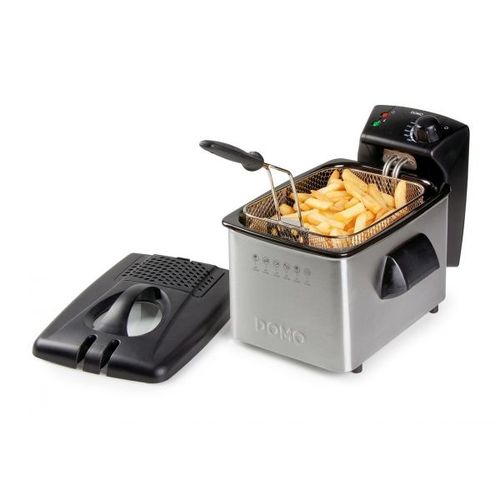 Domo - Do464fr - Friteuse Inox - Capacité 3 Litres - 2000w - Panier Extra Large - Hublot Et Filtre Anti-Odeurs !