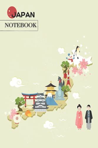 Paperback Notebook: A Colorful Artistic Minimalistic Notebook With A Map Of Japan With A Wide Ruler, A Diary For Women, An Office Home School Teacher For Adults 6 X 9 Inches. 100 Pages.