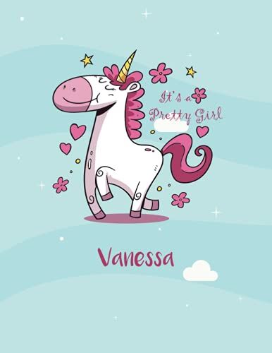 Vanessa: Unicorn Notebook Personal Name Wide Lined Rule Paper | Notebook The Notebook For Writing Journal Or Diary Women & Girls Gift For Birthday, For Student | 162 Pages Size 8.5x11inch
