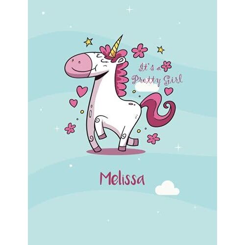 Melissa: Unicorn Notebook Personal Name Wide Lined Rule Paper | Notebook The Notebook For Writing Journal Or Diary Women & Girls Gift For Birthday, For Student | 162 Pages Size 8.5x11inch