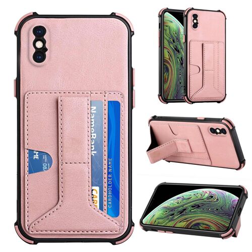 Etui iPhone X, Coque à cartes de rêve en cuir PU pour iPhone X, adapté à l'étui pour téléphone iPhone X - Rose