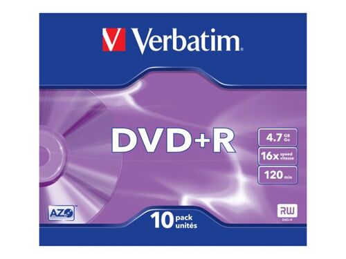 Verbatim - 10 x DVD+R - 4.7 Go (120 minutes) 16x - argent mat - boîtier CD étroit