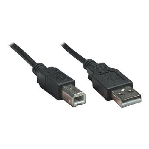 Manhattan USB-A to USB-B Cable, 3m, Male to Male, 480 Mbps (USB 2.0), Hi-Speed USB, Black, Lifetime Warranty, Polybag - Câble USB - USB (M) pour USB type B (M) - USB 2.0 - 3 m - moulé - noir