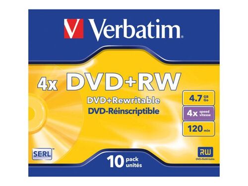 Verbatim - 10 x DVD+RW - 4.7 Go 8x - argent mat - boîtier CD