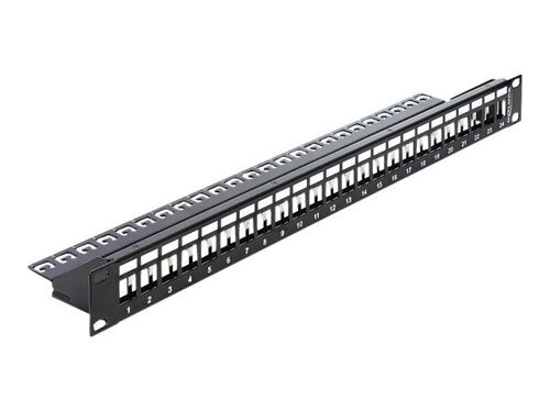 Delock Keystone Patch Panel - Tableau de connexions - noir - 1U - 19" - 24 ports