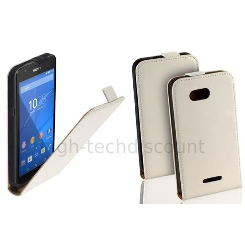 Housse etui coque pochette PU cuir fine pour Sony Xperia E4G Dual + film ecran - BLANC