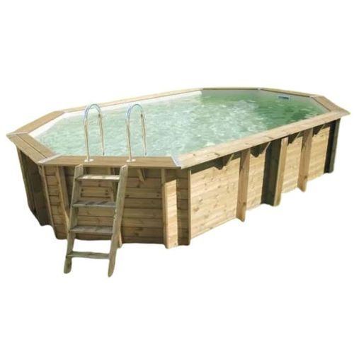 Piscine en bois octogonale Ubbink Océa 355 x 550-Beige