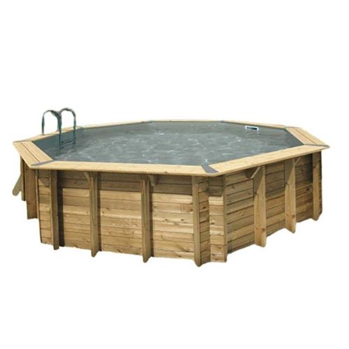 Piscine en bois octogonale Ubbink Océa 580-Gris