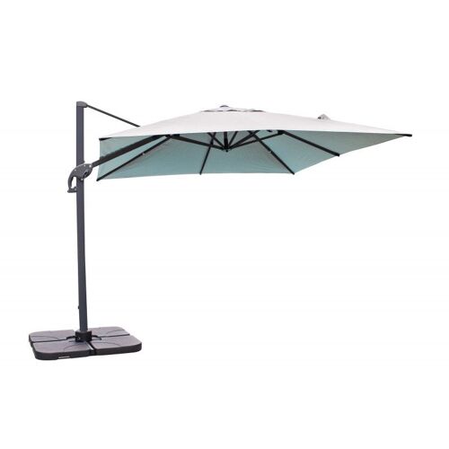 Parasol Avec Pied Excentr? En Acier Et Toile Grise