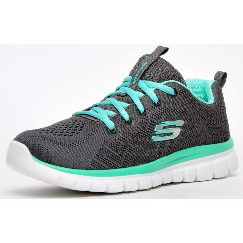 Skechers Get Connected Memory Foam Femmes Chaussures De Sport Fitness Athlétisme Baskets Gris/Vert 41
